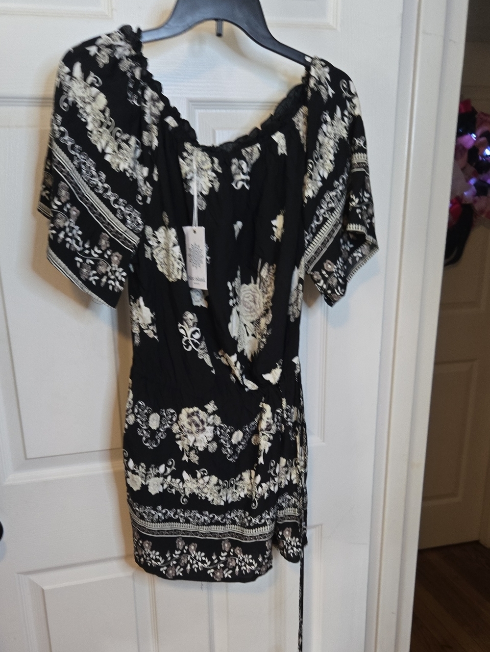 blue island Black and Cream Floral Dress